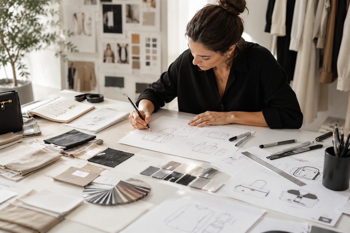 Développement produit sur mesure — designer au travail